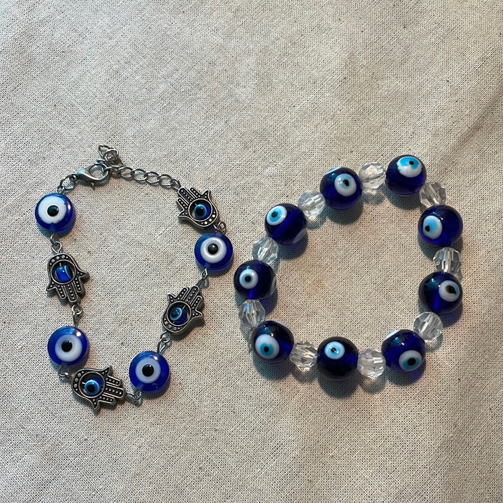 Evil eye and hamza bracelet set
